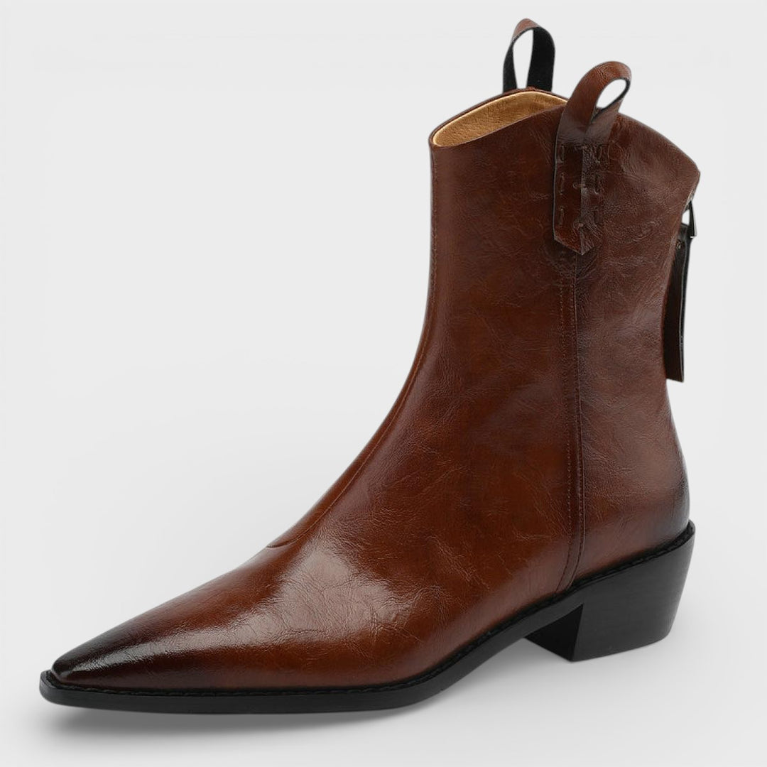 Botines Cowboy Piel Mujer Cremallera Trasera