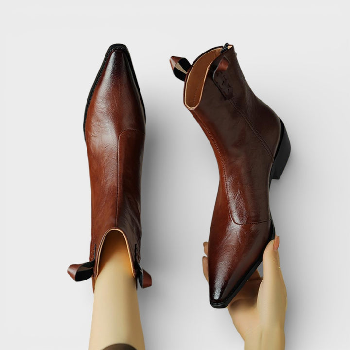 Botines Cowboy Piel Mujer Cremallera Trasera