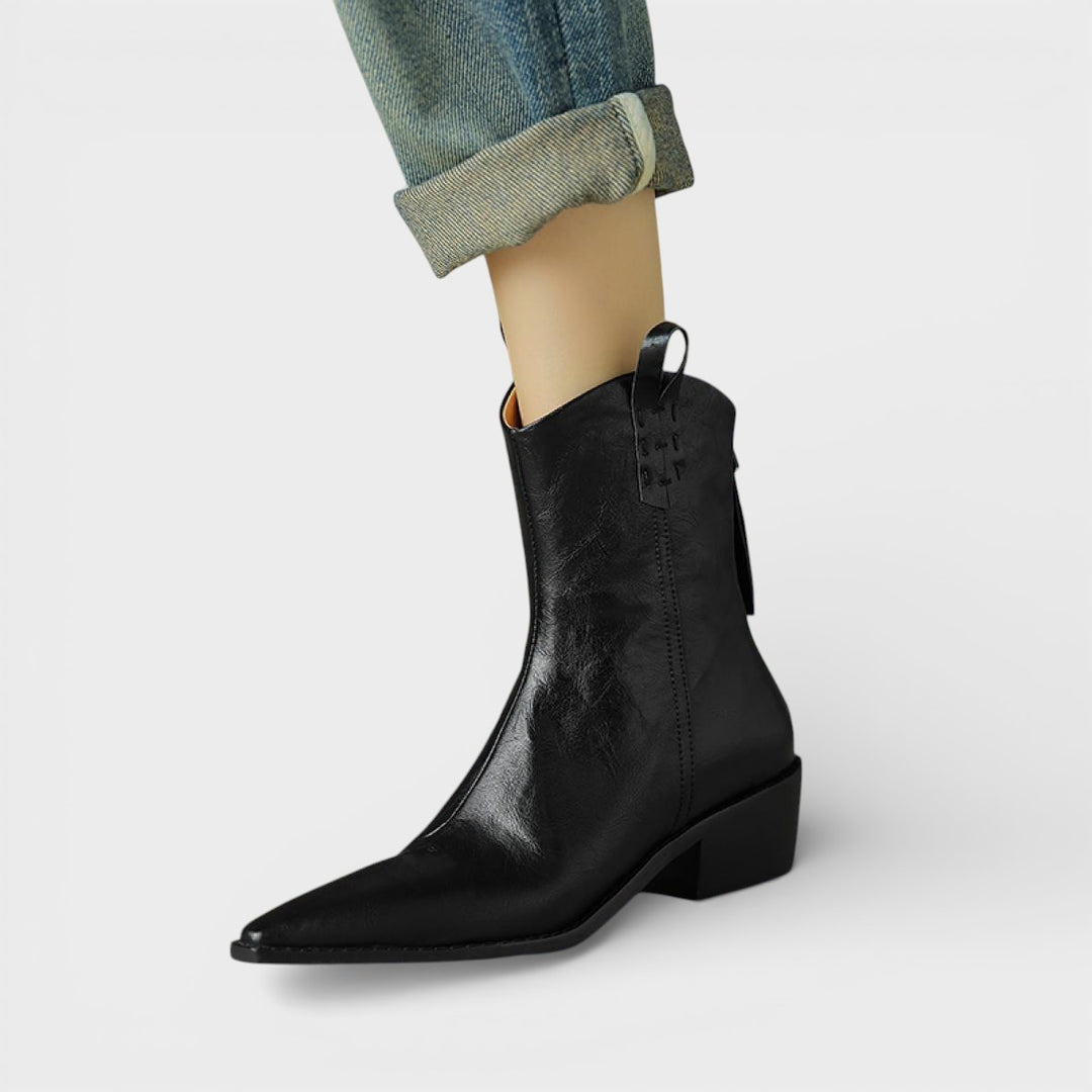 Botines Cowboy Piel Mujer Cremallera Trasera