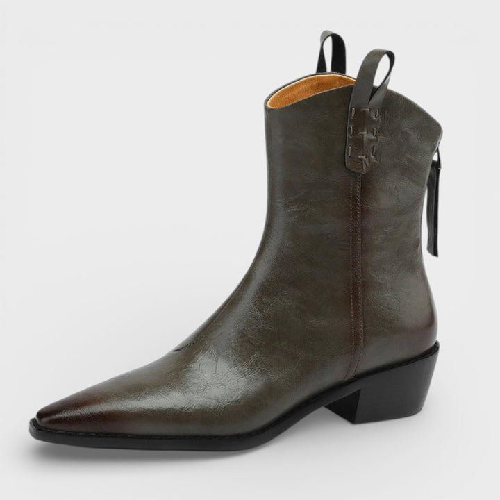 Botines Cowboy Piel Mujer Cremallera Trasera