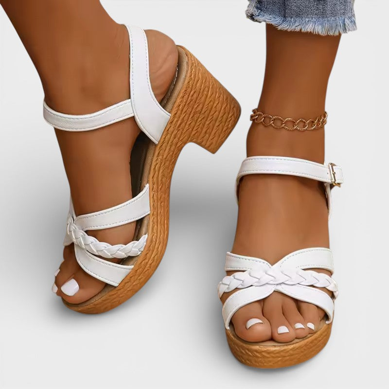Sandalias Tacón Alto Trenzadas Mujer