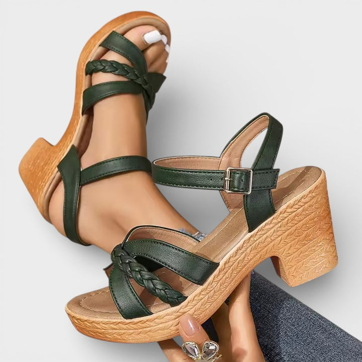 Sandalias Tacón Alto Trenzadas Mujer