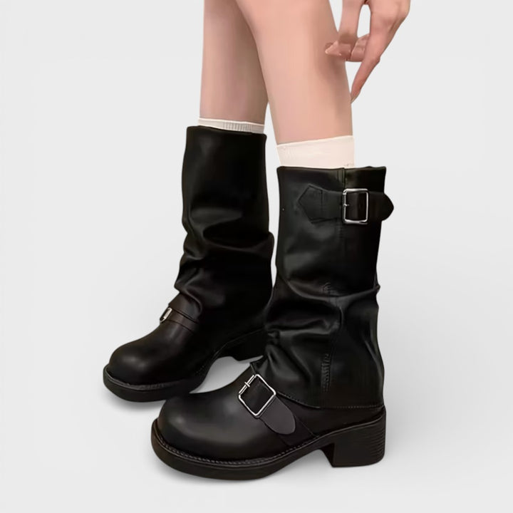 Botas de Piel con Plataforma Mujer