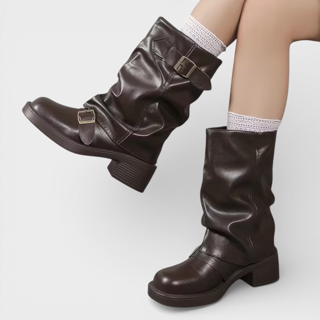 Botas de Piel con Plataforma Mujer