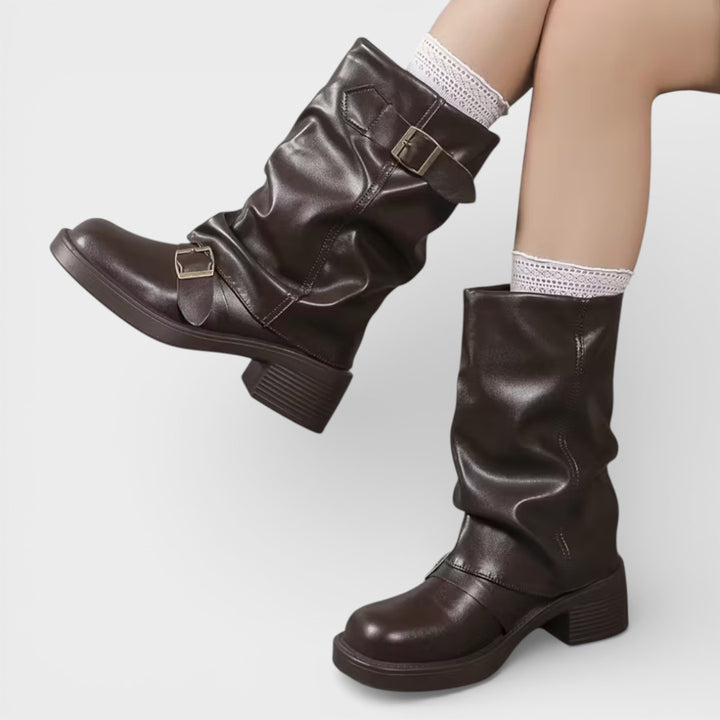 Botas de Piel con Plataforma Mujer