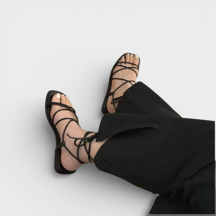 Sandalias Tiras Mujer Punta Cuadrada