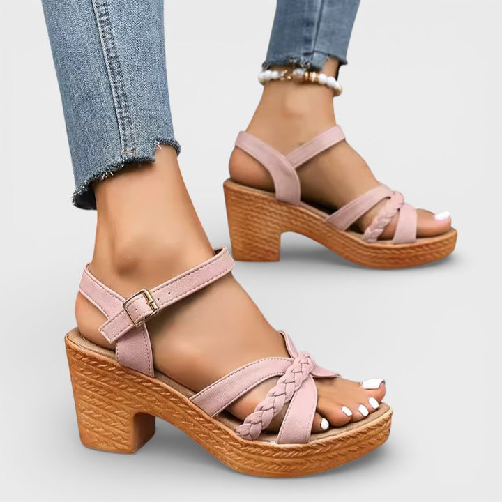Sandalias Tacón Alto Trenzadas Mujer