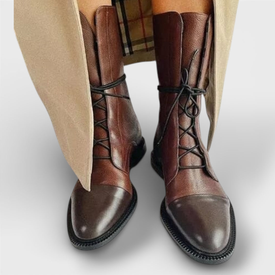 Botines Con Cordones Caña Media Mujer