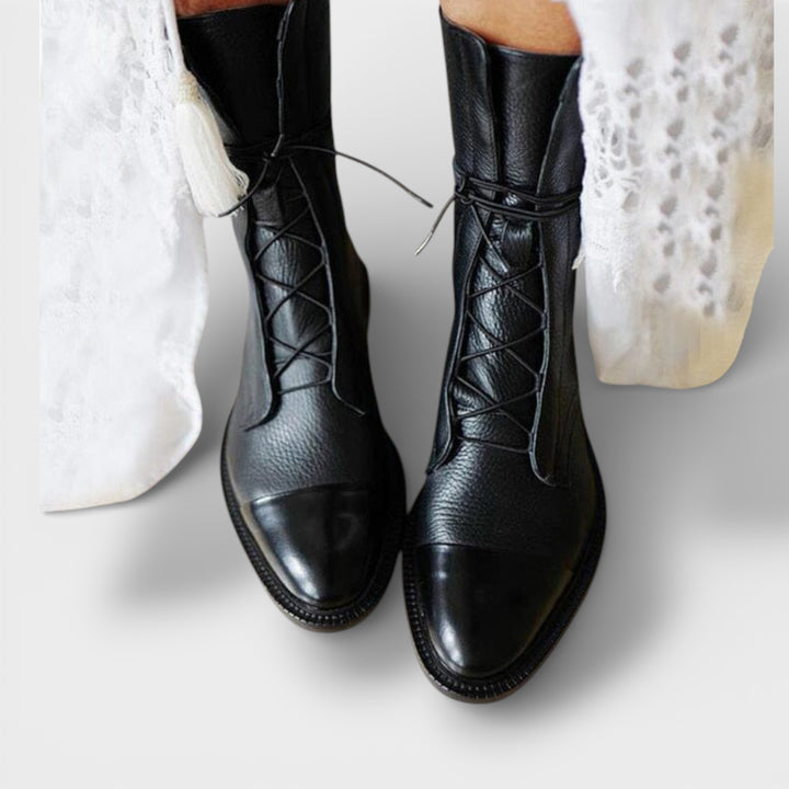 Botines Con Cordones Caña Media Mujer