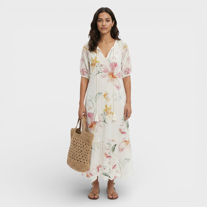 Vestido Maxi Boho Escote Pico