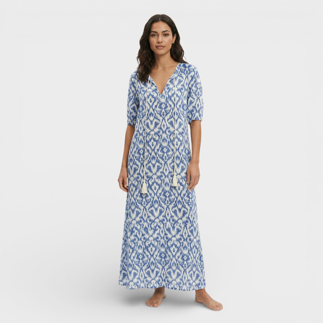 Vestido Maxi Boho Escote Pico