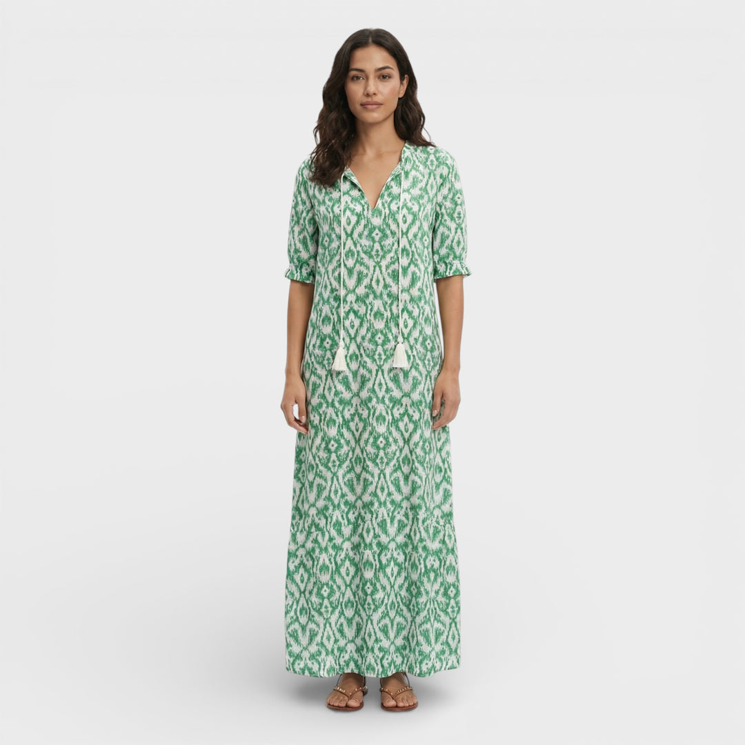 Vestido Maxi Boho Escote Pico