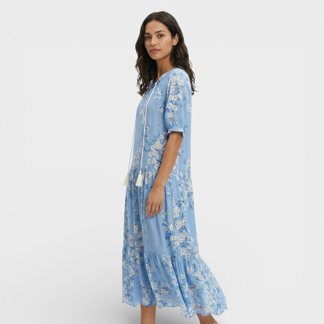 Vestido Maxi Boho Escote Pico