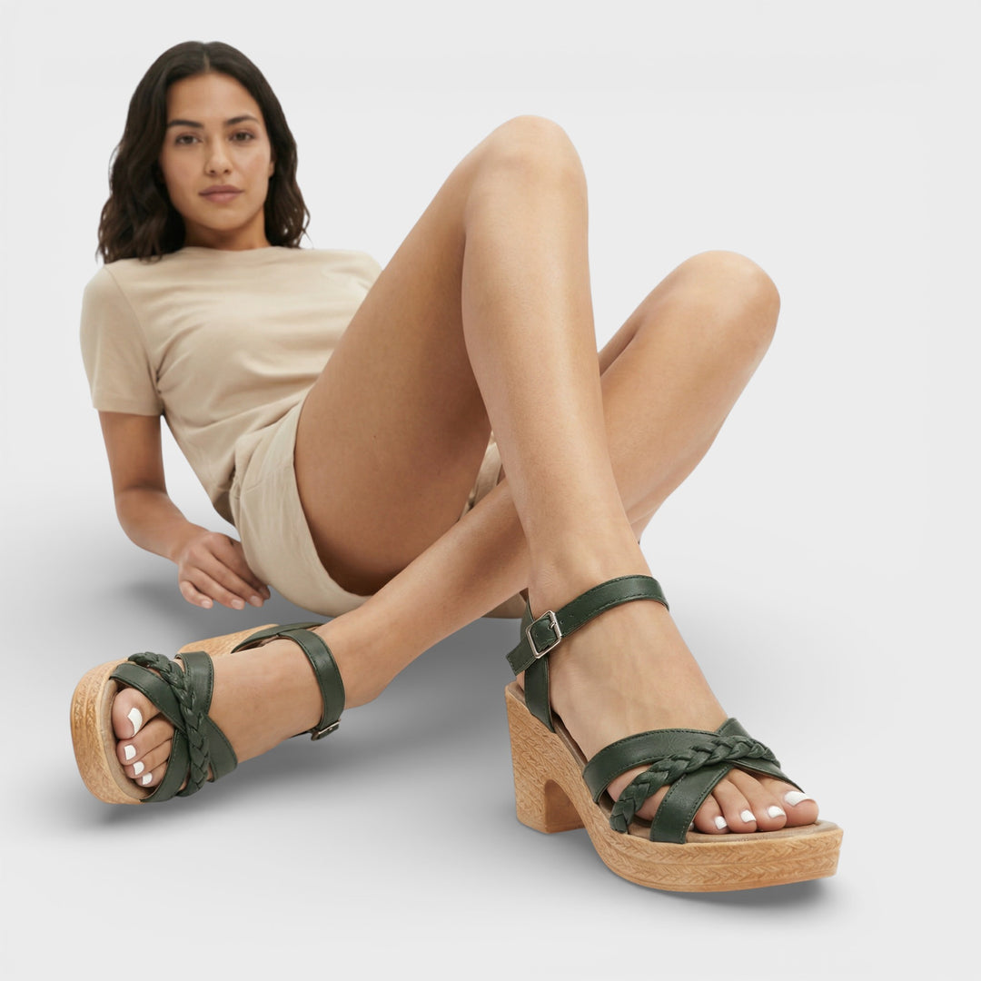 Sandalias Tacón Alto Trenzadas Mujer