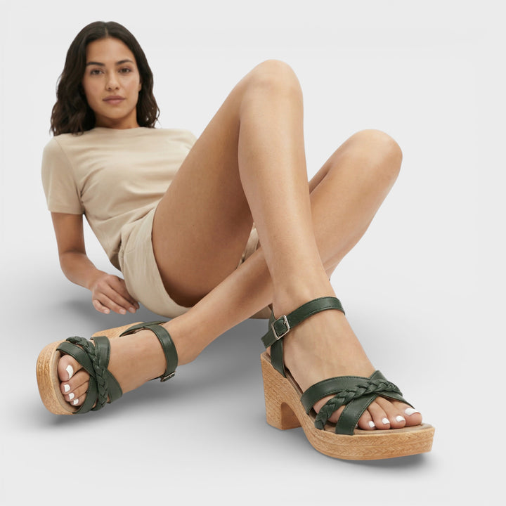 Sandalias Tacón Alto Trenzadas Mujer