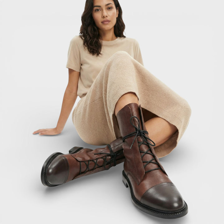 Botines Con Cordones Caña Media Mujer