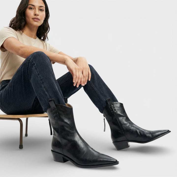 Botines Cowboy Piel Mujer Cremallera Trasera