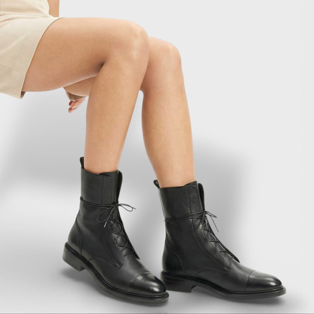 Botines Con Cordones Caña Media Mujer