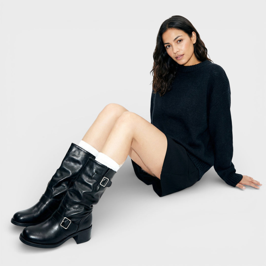 Botas de Piel con Plataforma Mujer