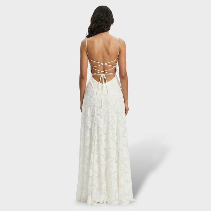 Vestido Fiesta Largo Espalda Abierta Floral