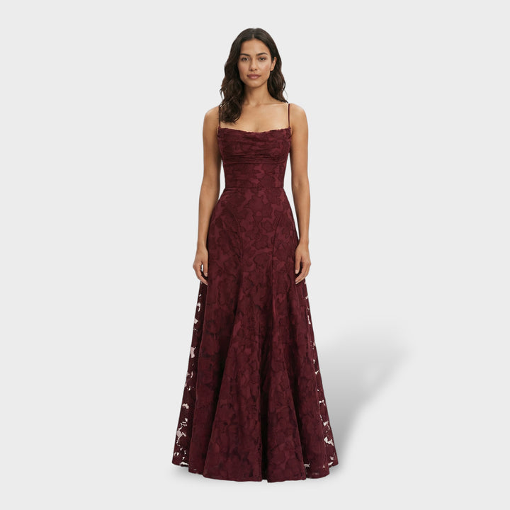 Vestido Fiesta Largo Espalda Abierta Floral