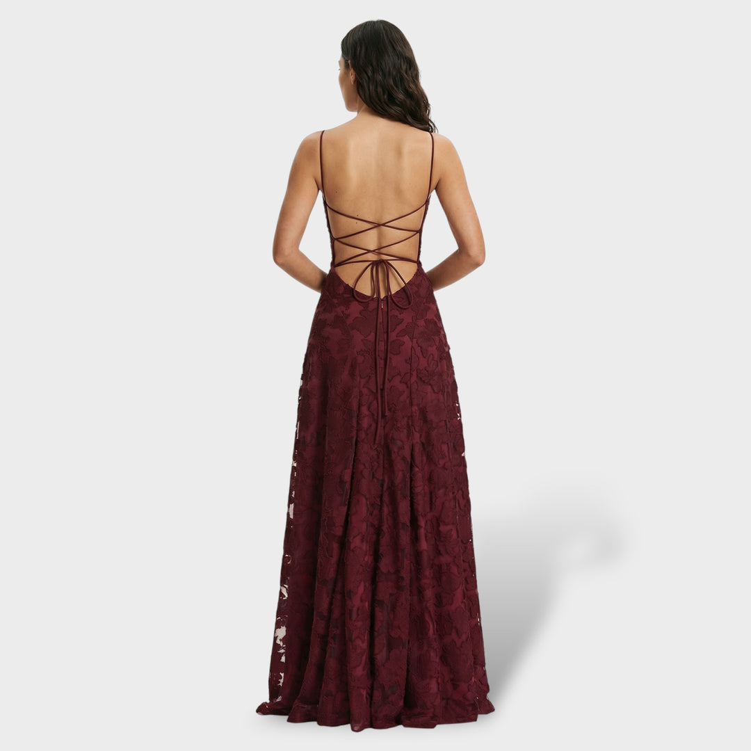 Vestido Fiesta Largo Espalda Abierta Floral