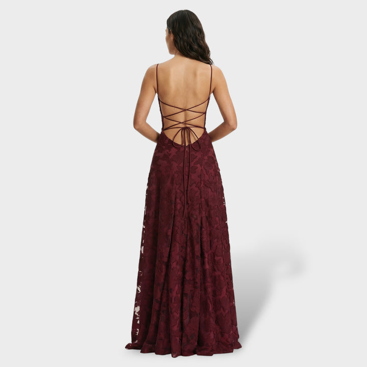 Vestido Fiesta Largo Espalda Abierta Floral