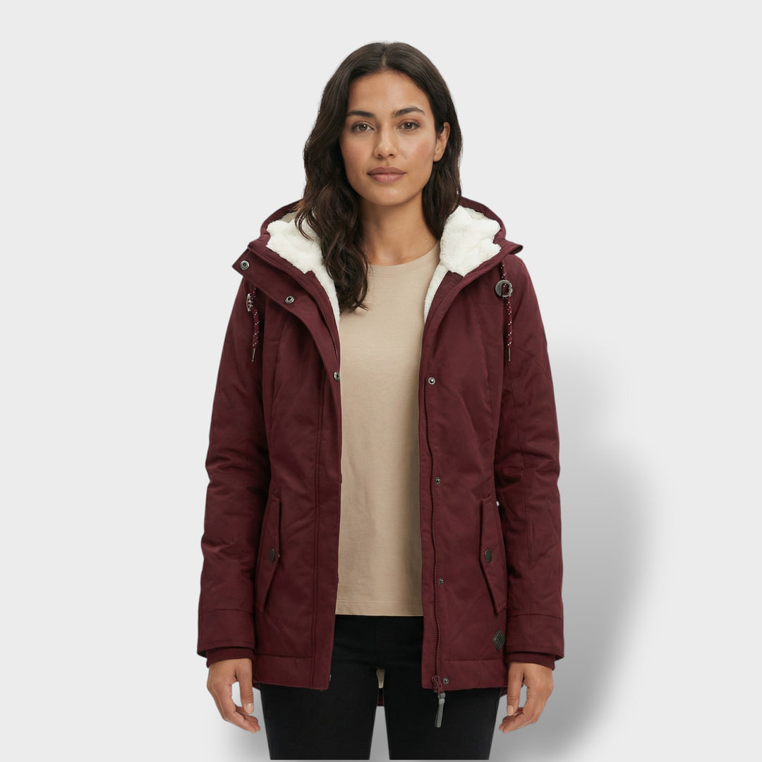 Abrigo Largo Mujer con Capucha Pelo