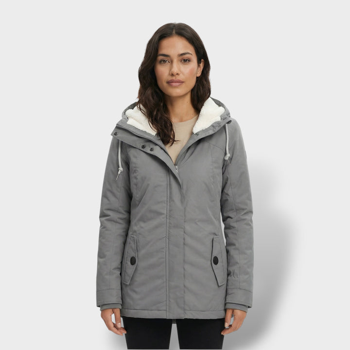 Abrigo Largo Mujer con Capucha Pelo