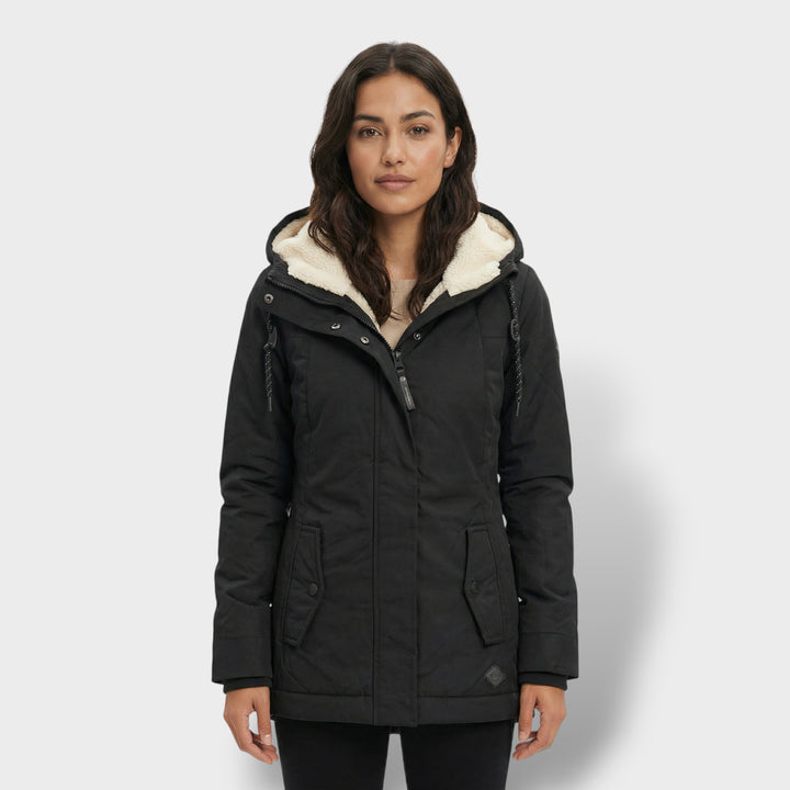 Abrigo Largo Mujer con Capucha Pelo