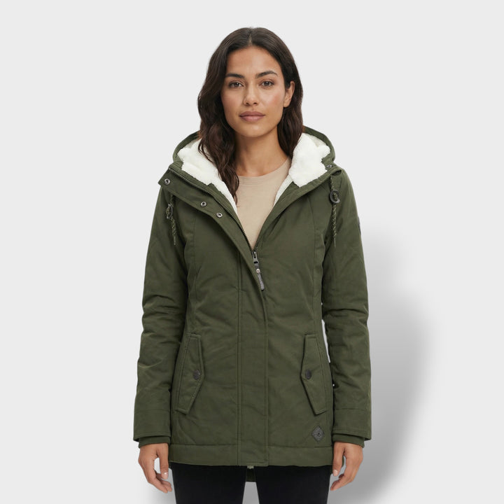 Abrigo Largo Mujer con Capucha Pelo