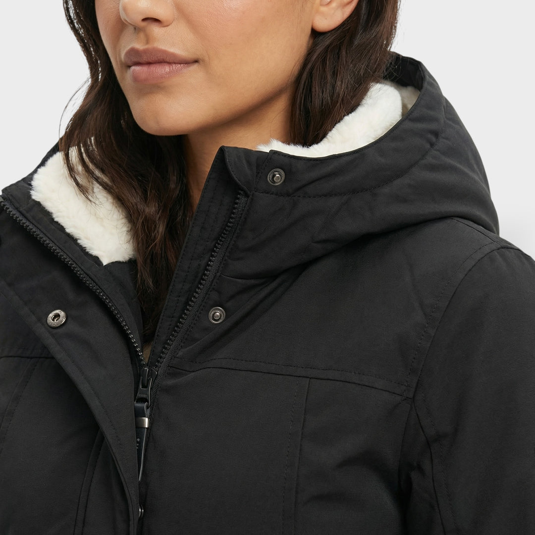 Abrigo Largo Mujer con Capucha Pelo