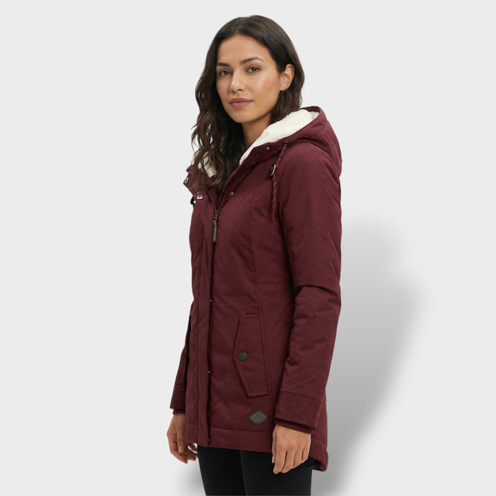 Abrigo Largo Mujer con Capucha Pelo