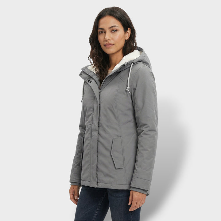 Abrigo Largo Mujer con Capucha Pelo