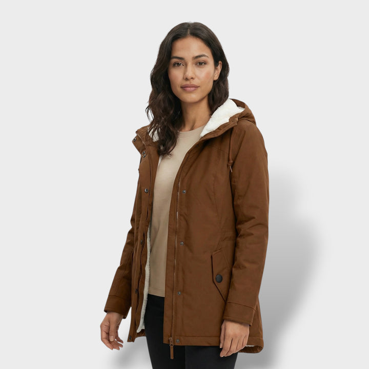 Abrigo Largo Mujer con Capucha Pelo