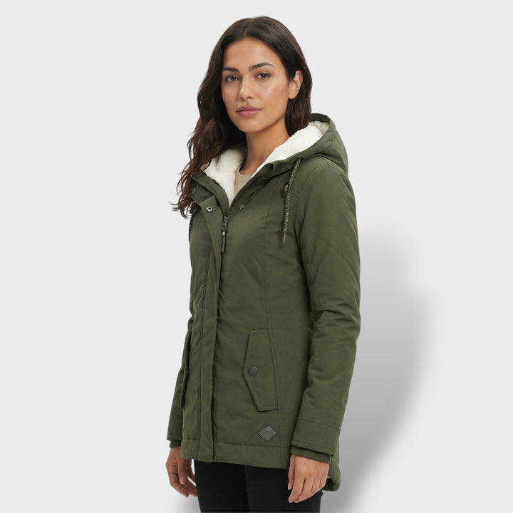 Abrigo Largo Mujer con Capucha Pelo