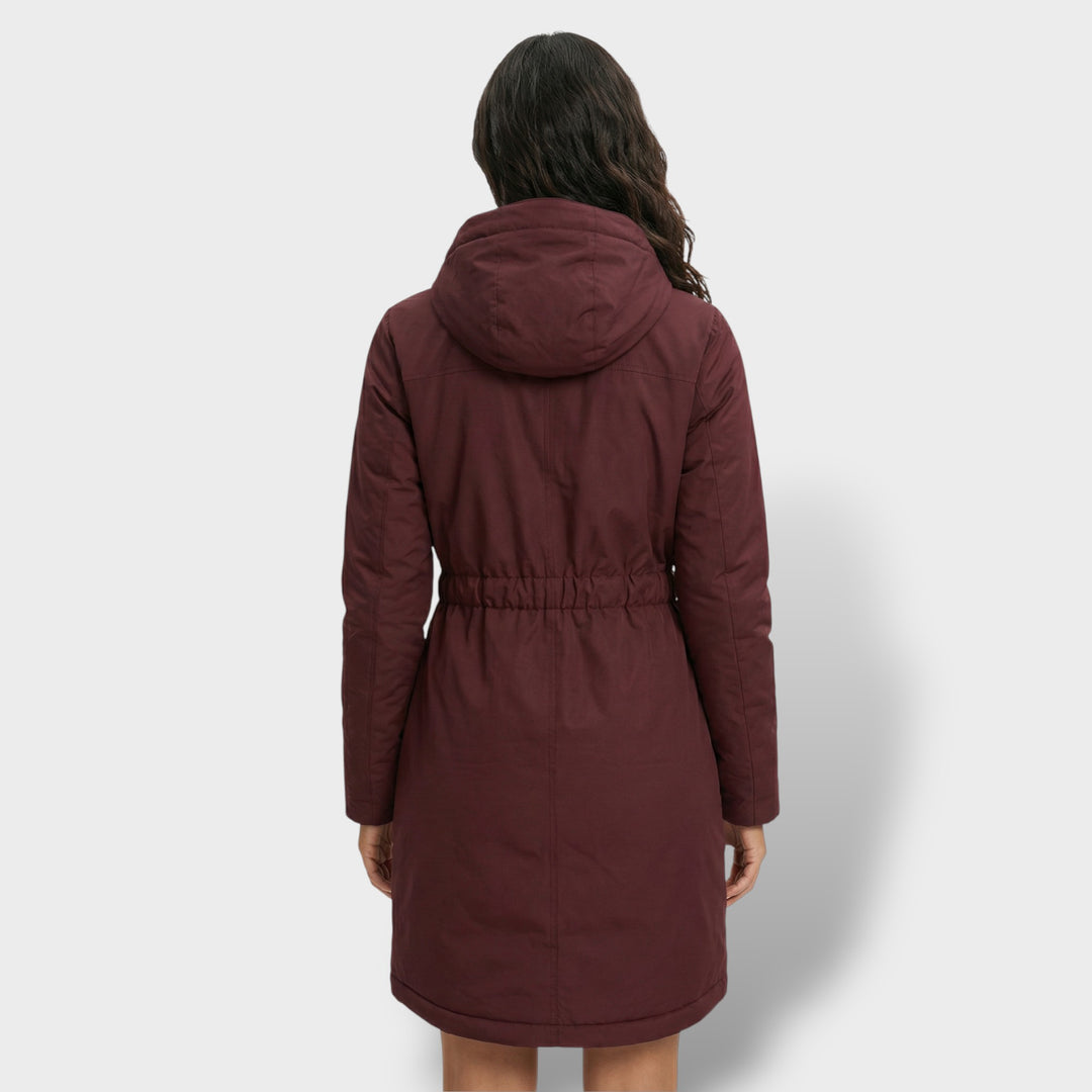 Abrigo Largo Mujer con Capucha Pelo