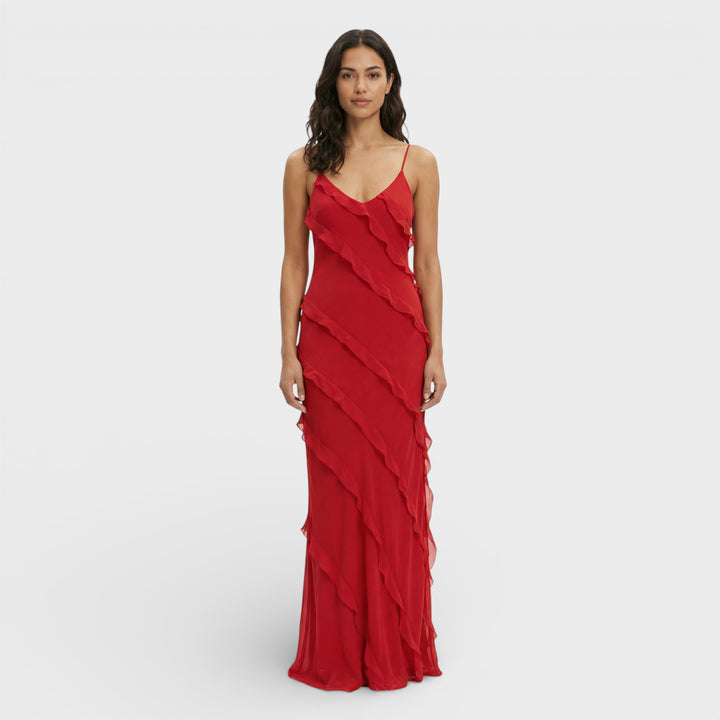 Vestido Elegante Con Volantes Mujer