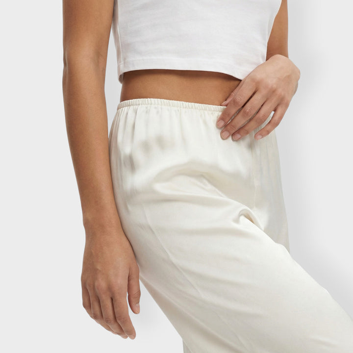 Pantalón Satinado Ancho Mujer Elástico