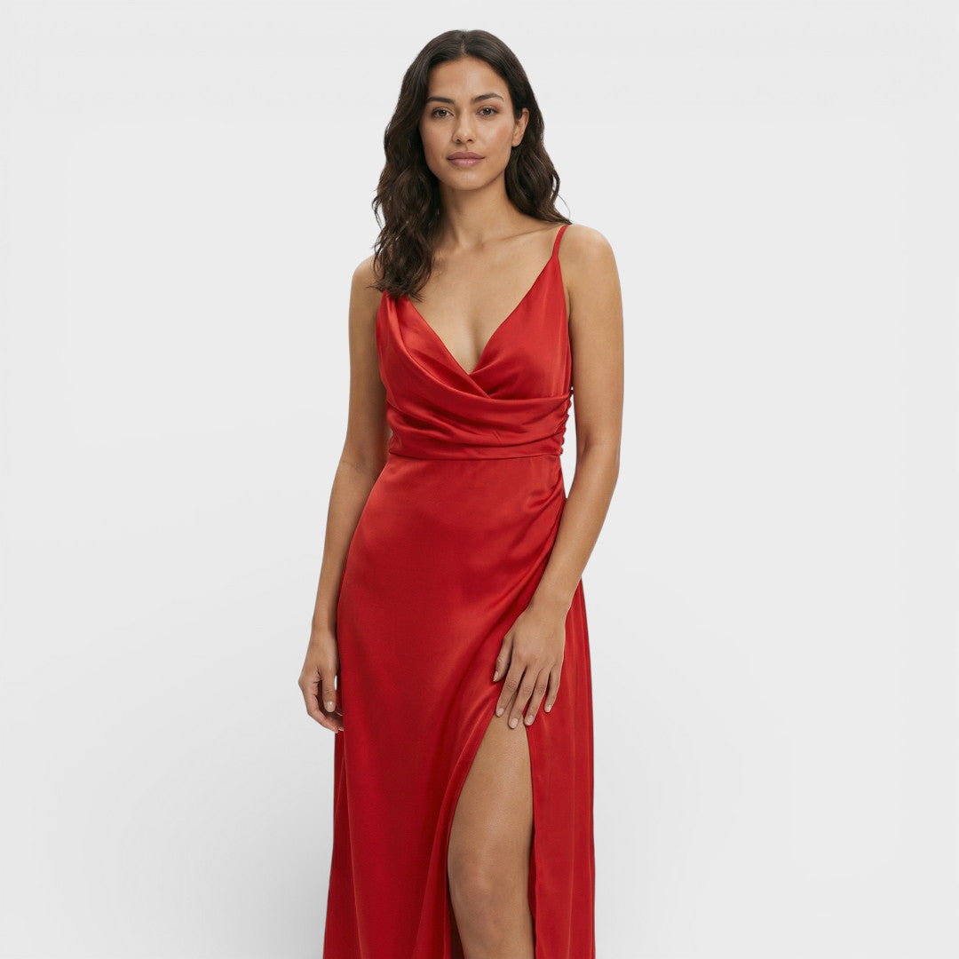 Vestido Maxi Cruzado Con Abertura