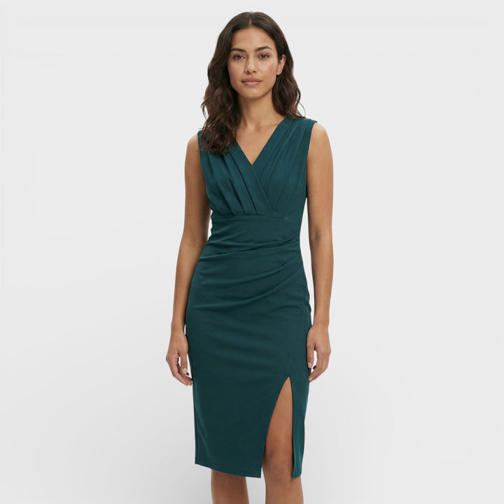 Vestido Midi Escote Pico Abertura