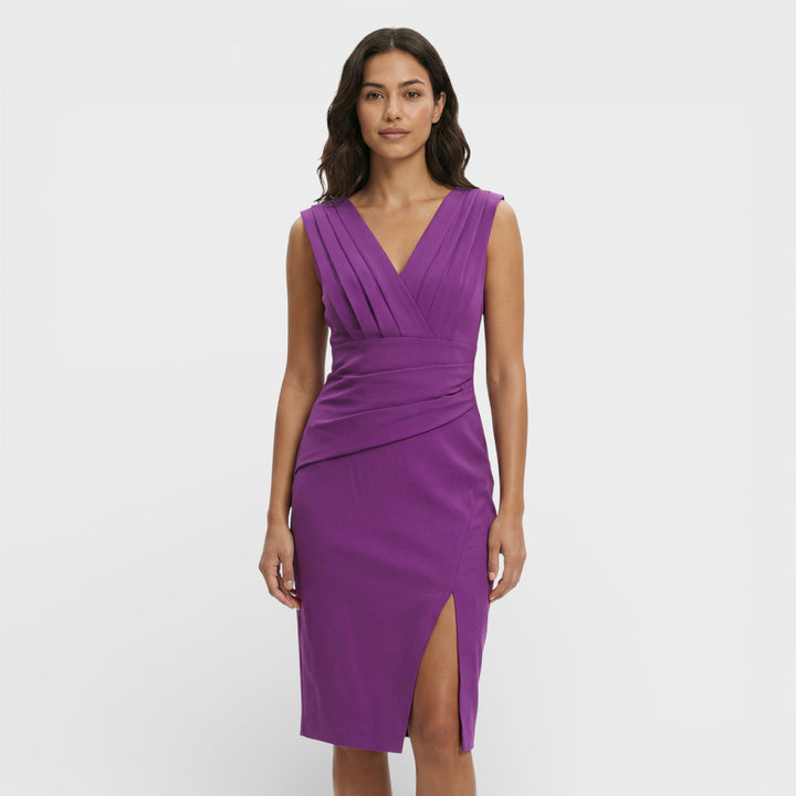 Vestido Midi Escote Pico Abertura