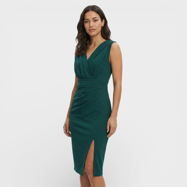 Vestido Midi Escote Pico Abertura