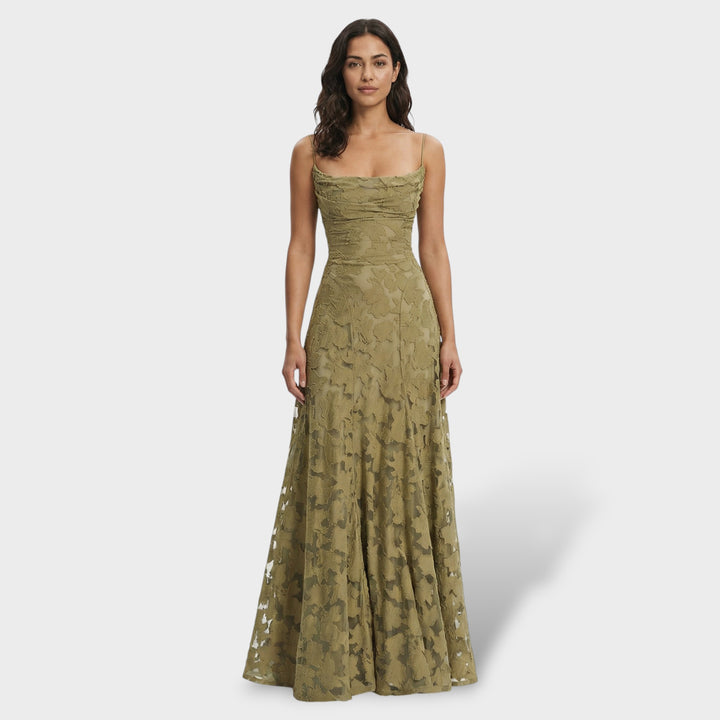 Vestido Fiesta Largo Espalda Abierta Floral