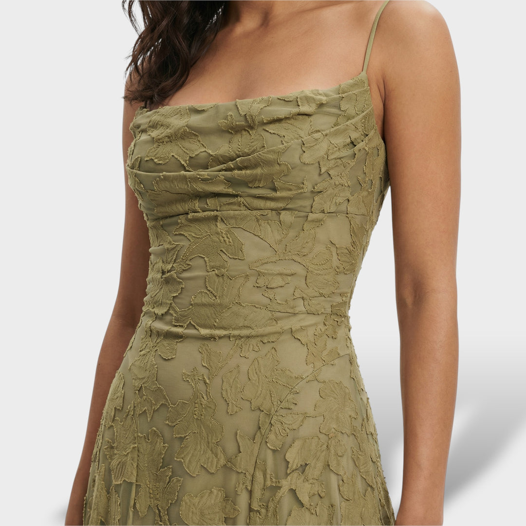 Vestido Fiesta Largo Espalda Abierta Floral