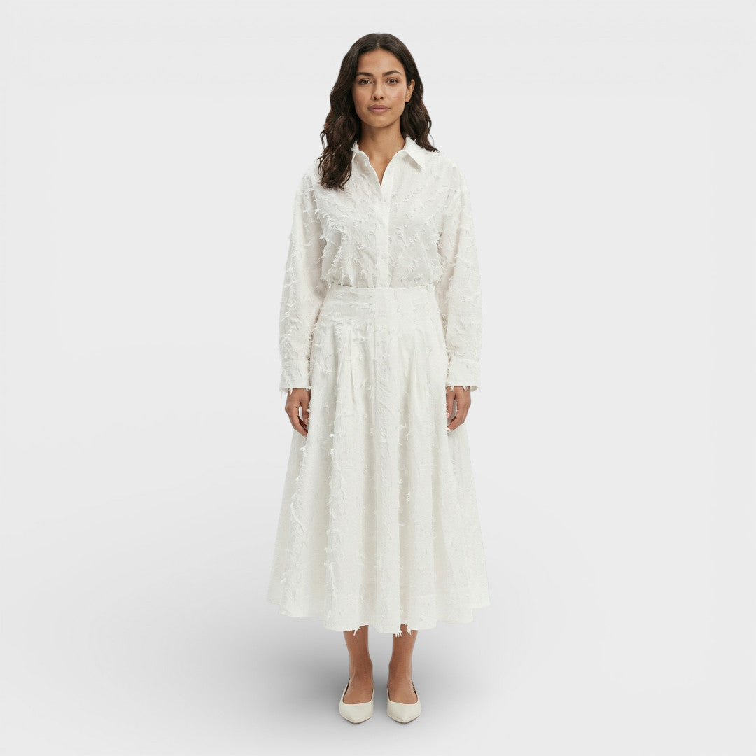 Conjunto Blanco Mujer Camisa Falda