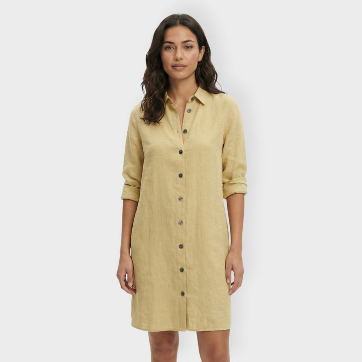 Vestido Camisero Blanco Mujer Botones