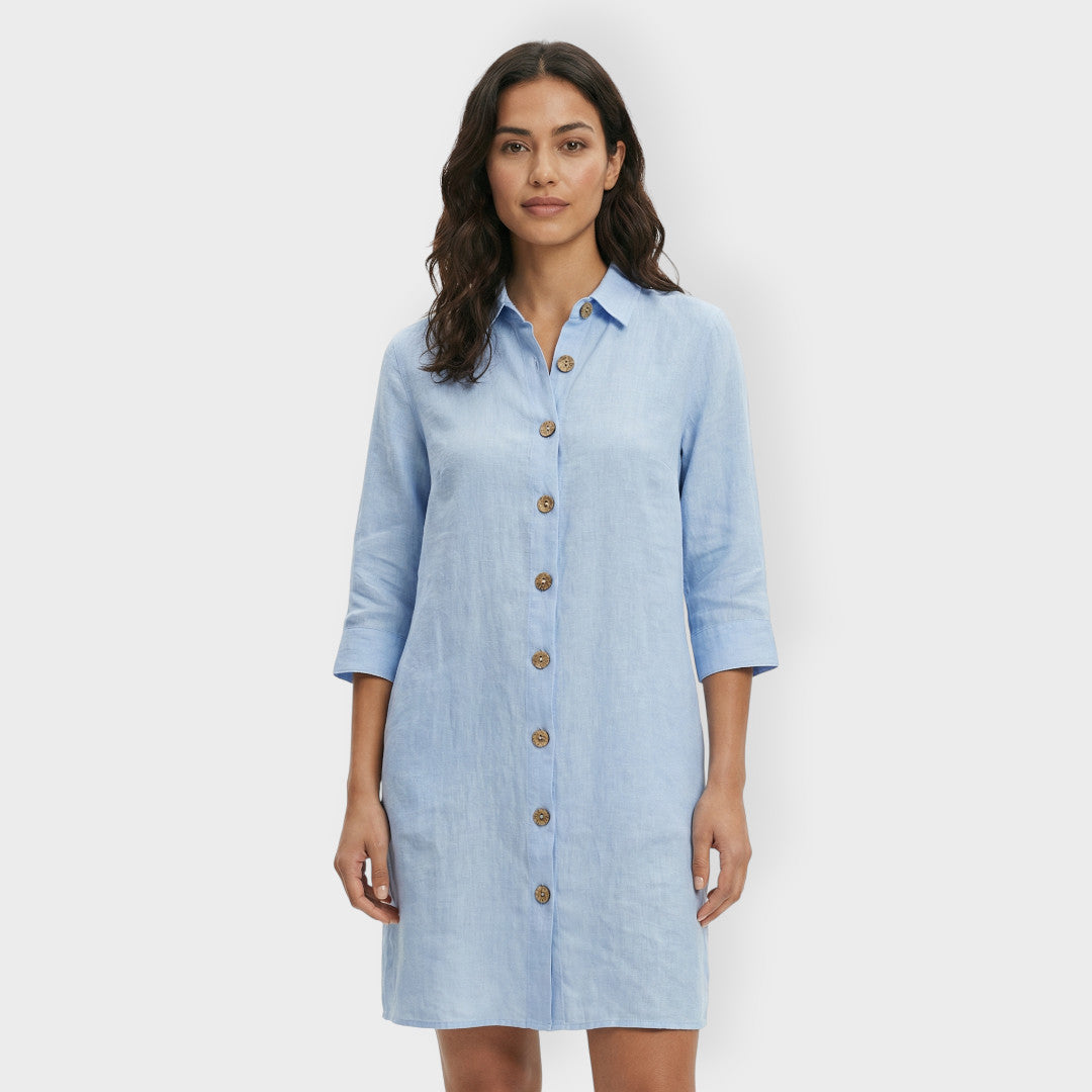 Vestido Camisero Blanco Mujer Botones