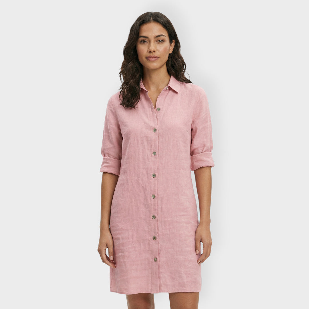 Vestido Camisero Blanco Mujer Botones