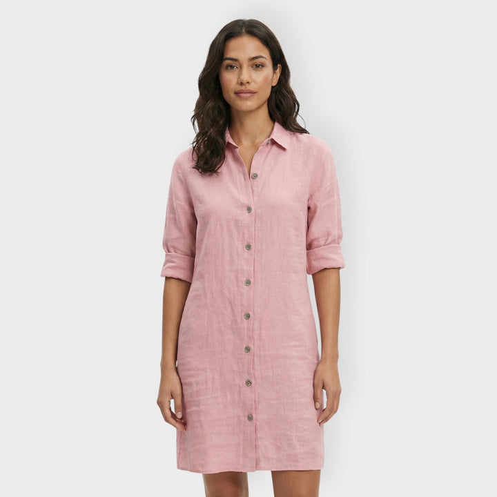 Vestido Camisero Blanco Mujer Botones